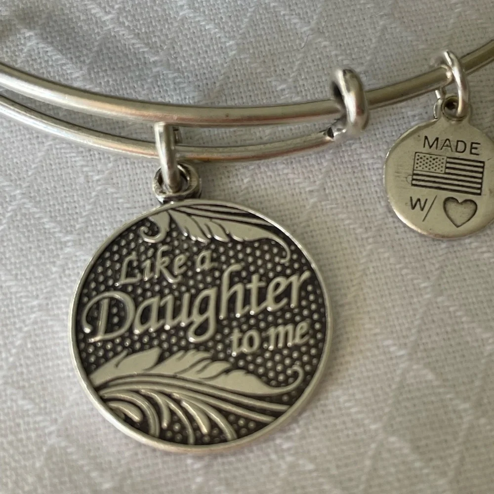 Alex and Ani Silver toned Like a Daughter to Me Expandable Bangle Bracelet. EUC.